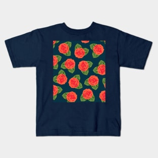 Rose Floral Pattern Kids T-Shirt